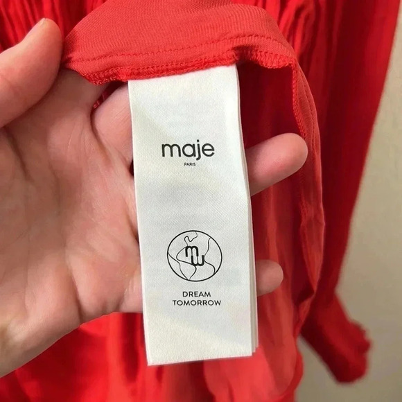 NWT Maje Short Satin Smocked Dress - Picture 7 of 9